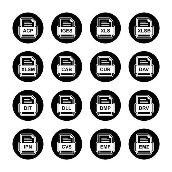 Ensemble Icônes Formats Fichiers — Image vectorielle