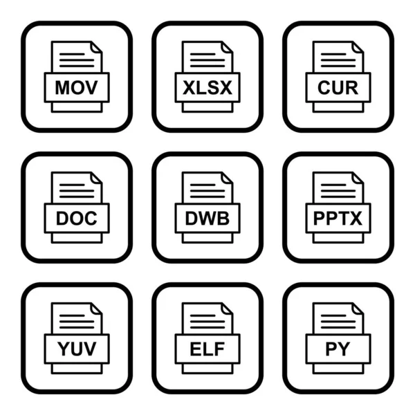 Set Von Symbolen Für Dateiformate — Stockvektor