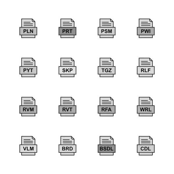 Set Von Symbolen Für Dateiformate — Stockvektor