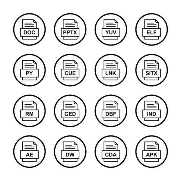 Conjunto Ícones Formatos Arquivo —  Vetores de Stock