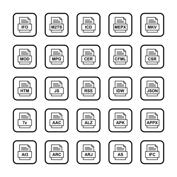 Conjunto Iconos Formatos Archivo — Vector de stock