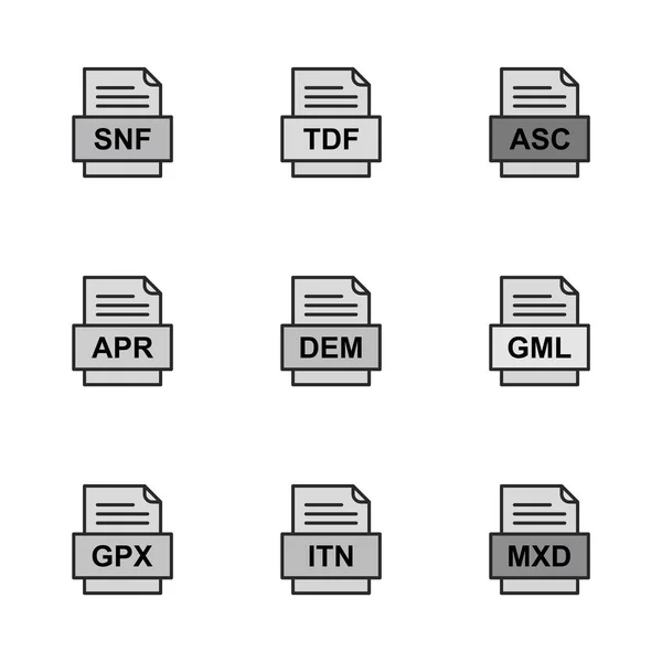 Set Von Symbolen Für Dateiformate — Stockvektor