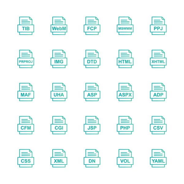 Conjunto Iconos Formatos Archivo — Vector de stock