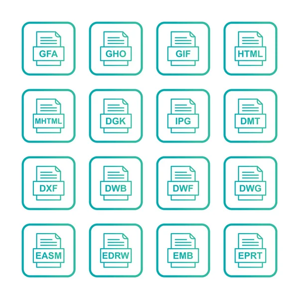 Ensemble Icônes Formats Fichiers — Image vectorielle