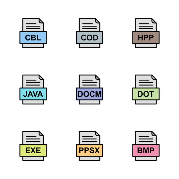 Set Dari Format Berkas Ikon - Stok Vektor