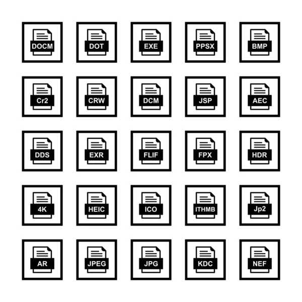 Set Van Bestandsformaten Pictogrammen — Stockvector