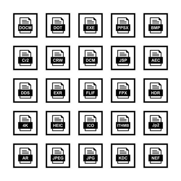 Ensemble Icônes Formats Fichiers — Image vectorielle