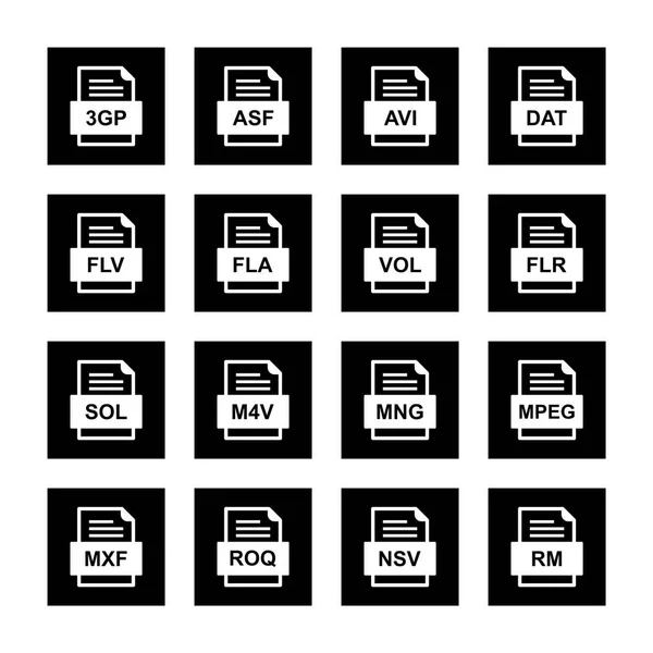 Ensemble Icônes Formats Fichiers — Image vectorielle