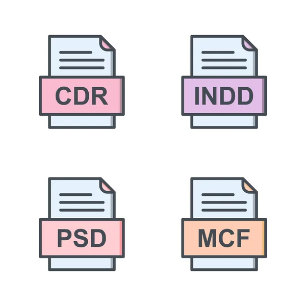 Ensemble Icônes Formats Fichiers — Image vectorielle