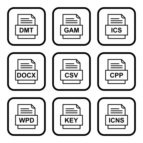 Conjunto Iconos Formatos Archivo — Archivo Imágenes Vectoriales