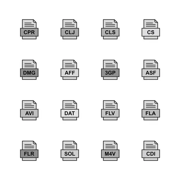 Conjunto Ícones Formatos Arquivo —  Vetores de Stock