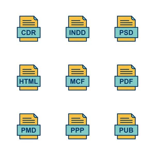 Conjunto Iconos Formatos Archivo — Vector de stock