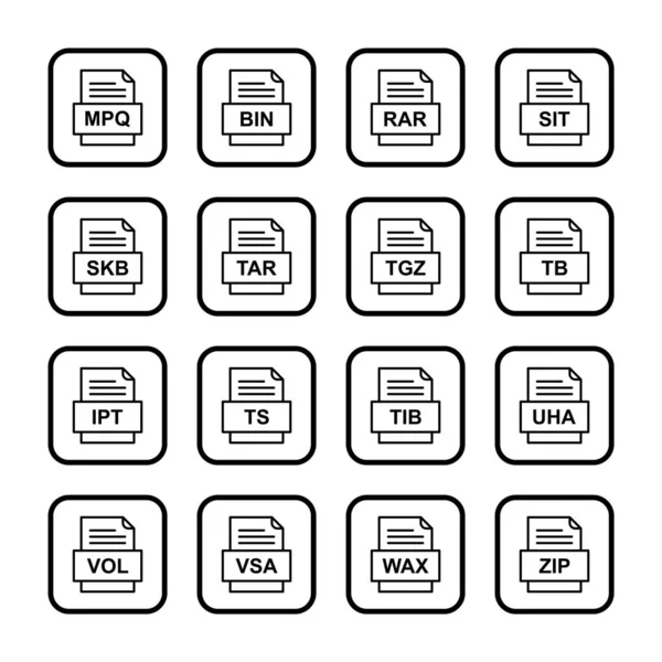 Set Icone Formati File — Vettoriale Stock