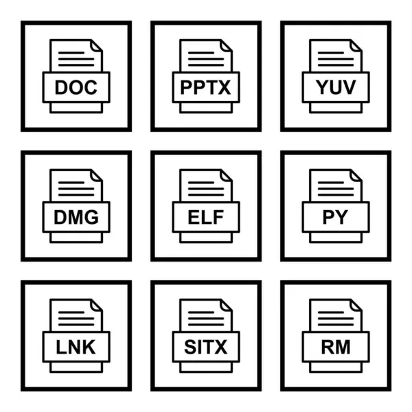 Conjunto Iconos Formatos Archivo — Vector de stock