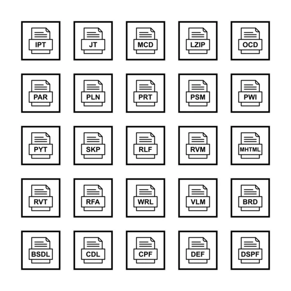 Набір Піктограм Форматів Файлів — стоковий вектор