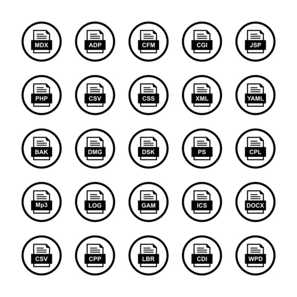 一组25个文件格式图标 — 图库矢量图片