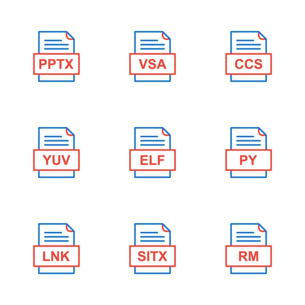 Set Von Symbolen Für Dateiformate — Stockvektor