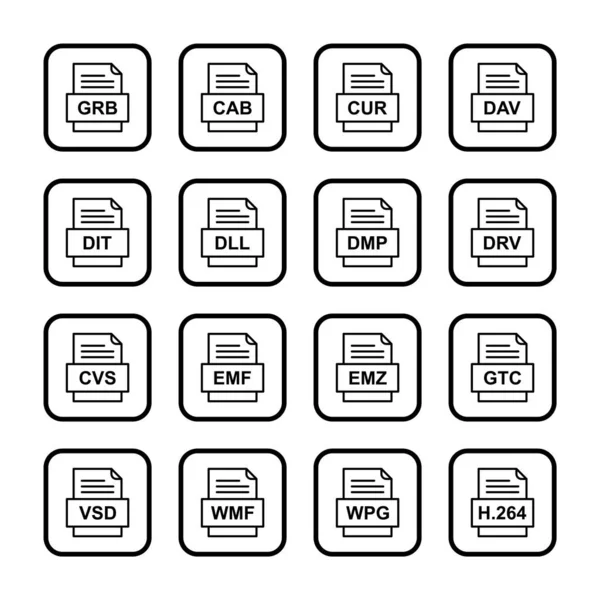 Conjunto Ícones Formatos Arquivo — Vetor de Stock