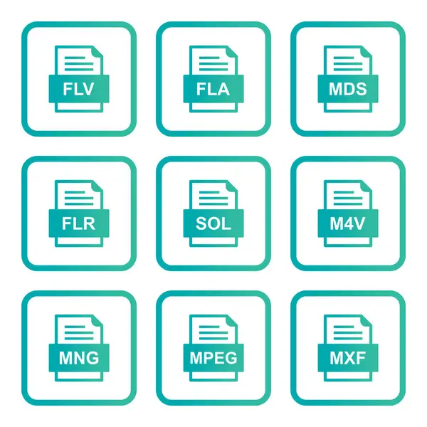 Set File Formats Icons — Stock Vector