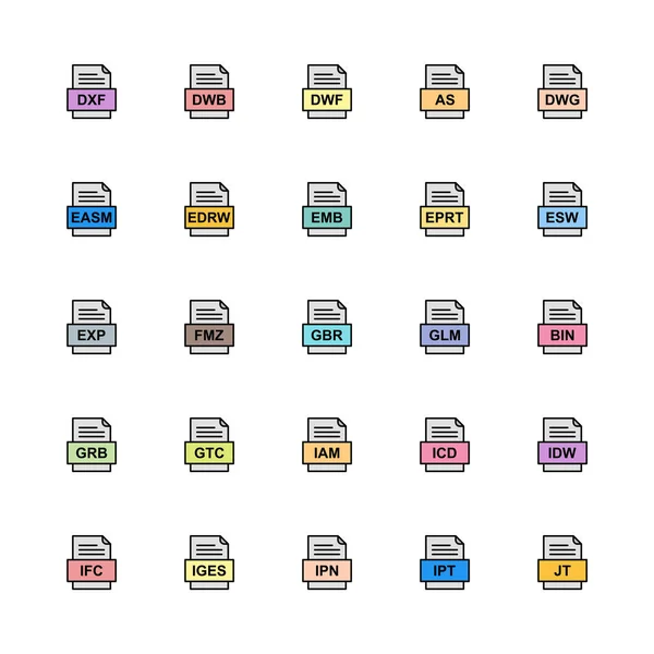 Set File Formats Icons — Stock Vector