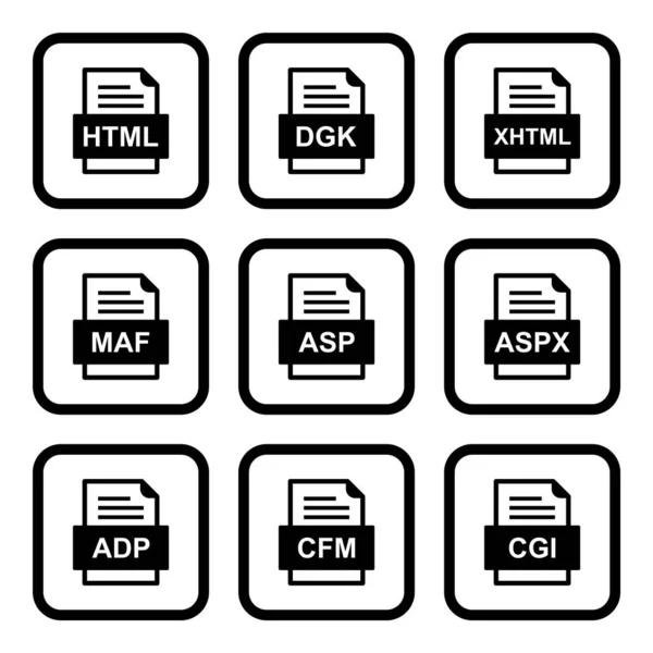 Set Von Symbolen Für Dateiformate — Stockvektor