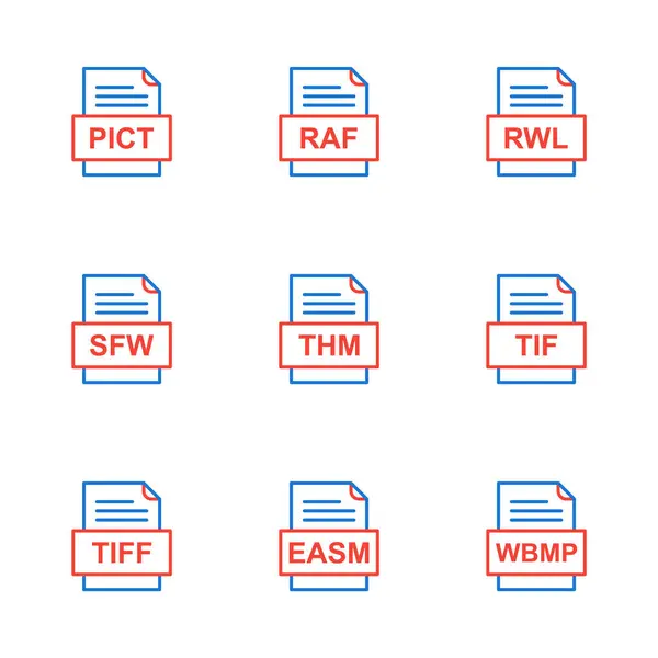 Set Von Symbolen Für Dateiformate — Stockvektor