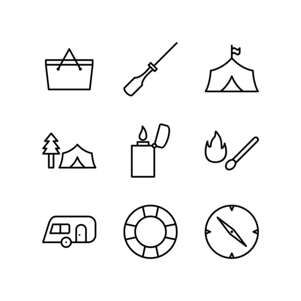 Icon Set Von Camping Für Den Persönlichen Und Kommerziellen Gebrauch — Stockvektor