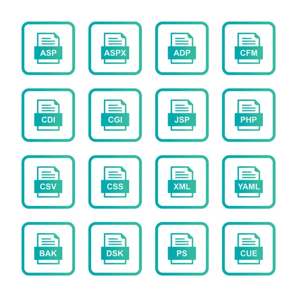 Set Von Symbolen Für Dateiformate — Stockvektor