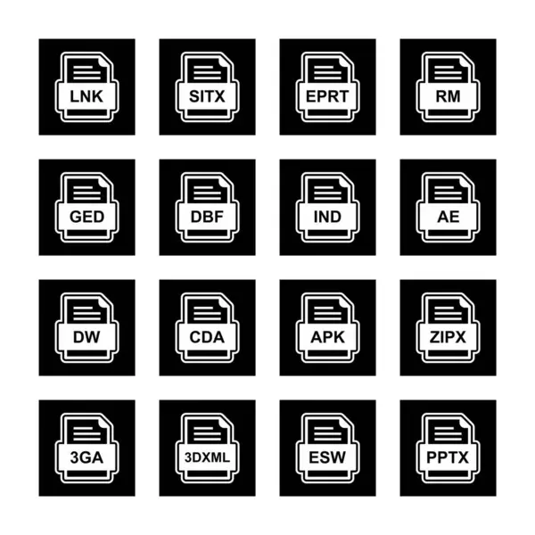 Set Van Bestandsformaten Pictogrammen — Stockvector