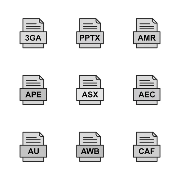 Conjunto Ícones Formatos Arquivo —  Vetores de Stock