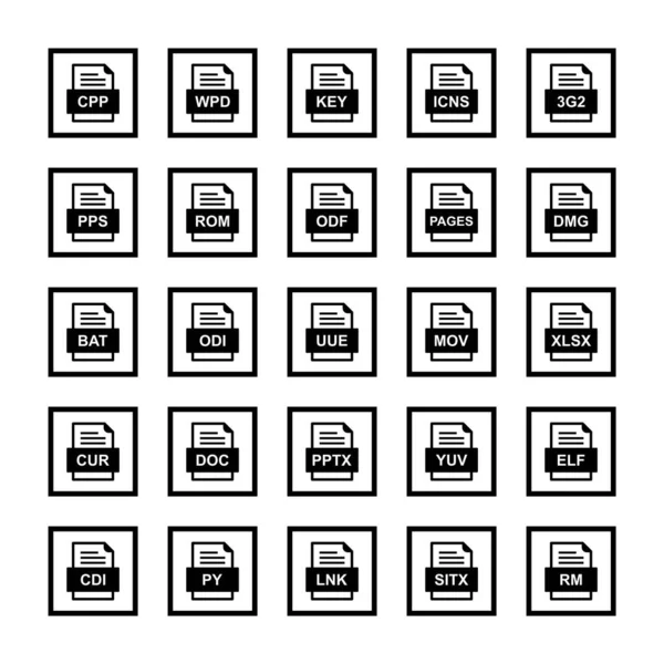 一组25个文件格式图标 — 图库矢量图片