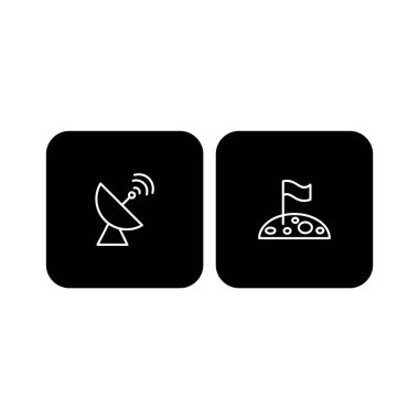 Beyaz arkaplanda izole edilmiş 2 astronomi simgesi kümesi...