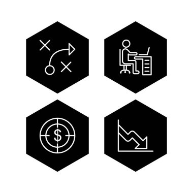 4 İş Simgesi Sayfası Beyaz Arkaplanda İzole Edildi...