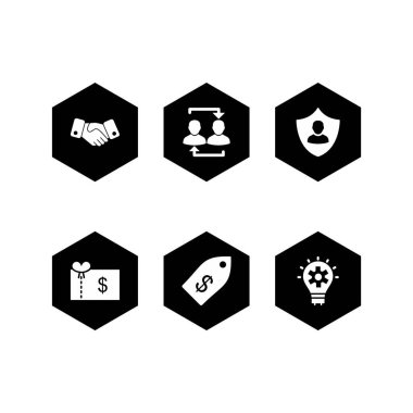 Beyaz Arkaplan Vektörü İzole Edilmiş Elementler Üzerine 6 iş simgesi