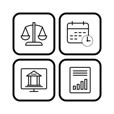 Beyaz arkaplanda 4 adet bankacılık simgesi izole edildi...
