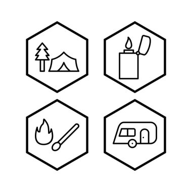 4 kamp Simgesi Beyaz Arkaplanda İzole Edildi...