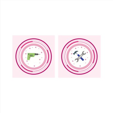 Beyaz arkaplanda 2 set inşaat simgesi izole edildi...