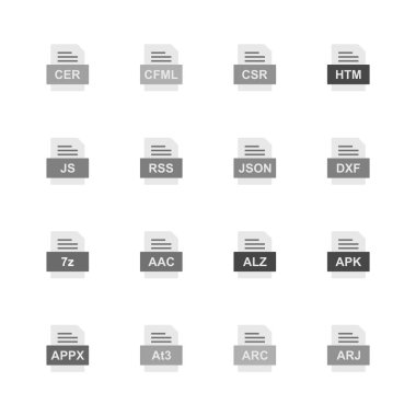 9 dosya biçimi simgesi kümesi