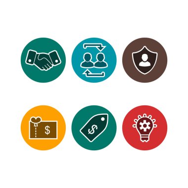 Beyaz Arkaplan Vektörü İzole Edilmiş Elementler Üzerine 6 iş simgesi