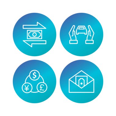 Beyaz Arkaplan Vektörü İzole Edilmiş Elementler Üzerine 4 Bankacılık Simgesi...