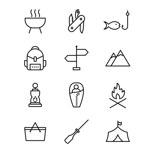 Icon Set Von Camping Für Den Persönlichen Und Kommerziellen Gebrauch — Stockvektor