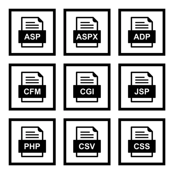 Uppsättning Filformat Ikoner — Stock vektor