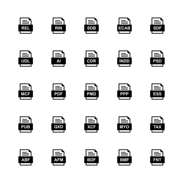 Set Von Symbolen Für Dateiformate — Stockvektor