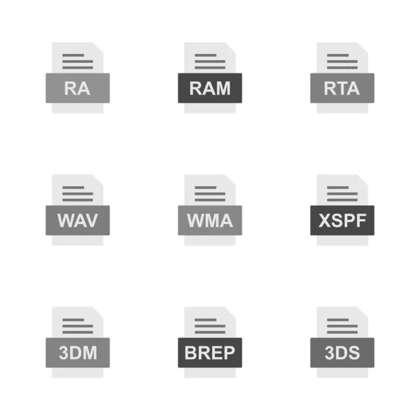 一套9个文件格式图标 — 图库矢量图片