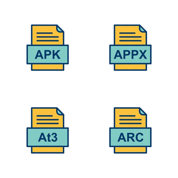 4つのファイル形式のアイコンのセット — ストックベクタ