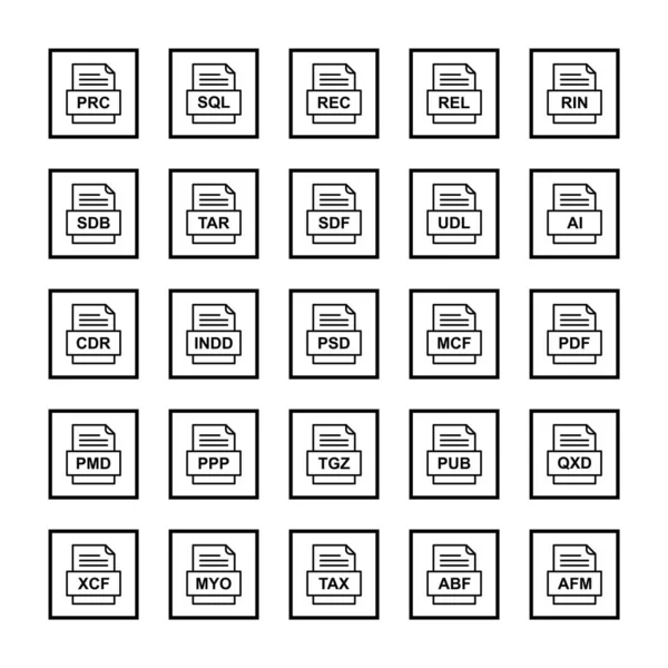 Ensemble Icônes Formats Fichiers — Image vectorielle