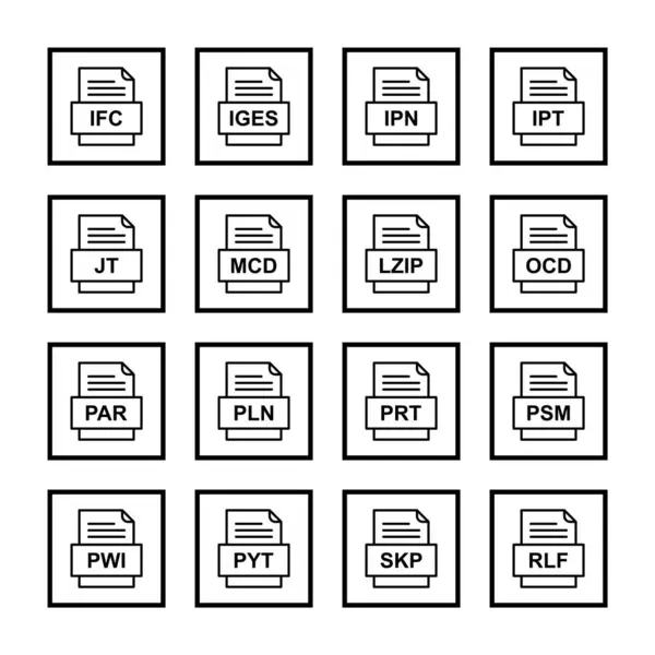 Set File Formats Icons — Stock Vector