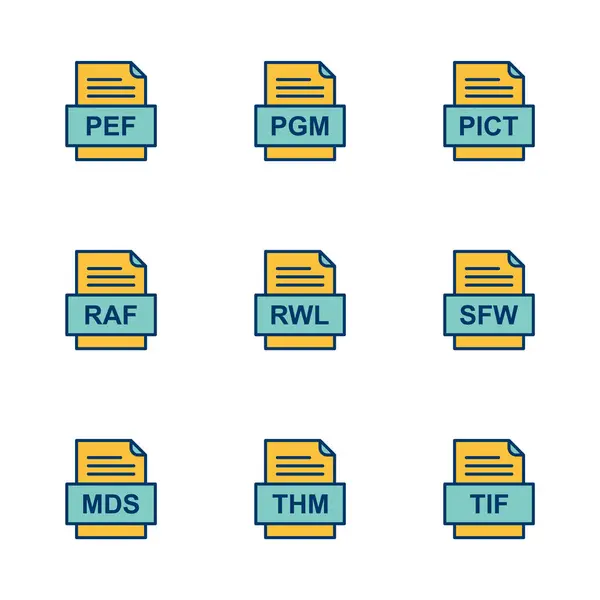 Zestaw Ikon Formatów Plików — Wektor stockowy