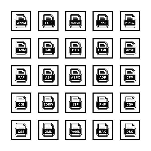 Ensemble Icônes Formats Fichiers — Image vectorielle