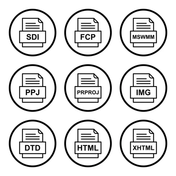 Ensemble Icônes Formats Fichiers — Image vectorielle